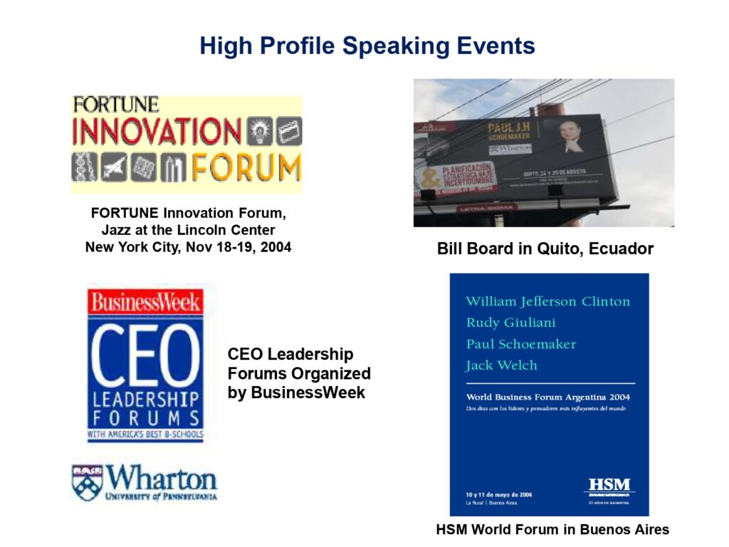 High Profile Speaking Events